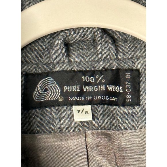100% Pure Virgin Wool Button Up Ladies Gray Career Wear Blazer Jacket SZ 7/8 - Picture 5 of 5
